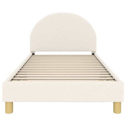 Børnesengestel med hovedgærde Cremefarvet 90 x 200 cm Bouclé