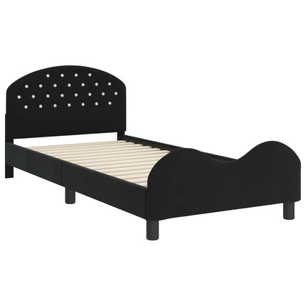 Børnesengestel med hovedgærde Sort 90 x 190 cm Fløjl