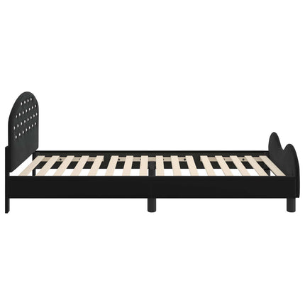 Børnesengestel med hovedgærde Sort 90 x 190 cm Fløjl