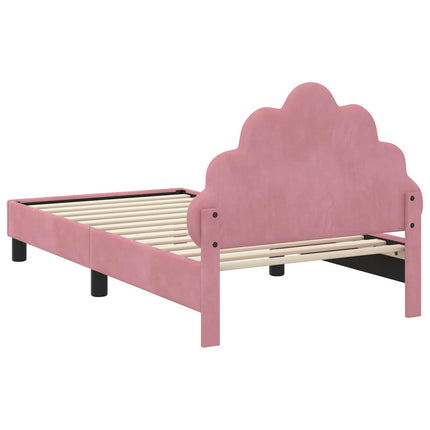Børnesengestel med hovedgærde Lyserød 80 x 160 cm Fløjl