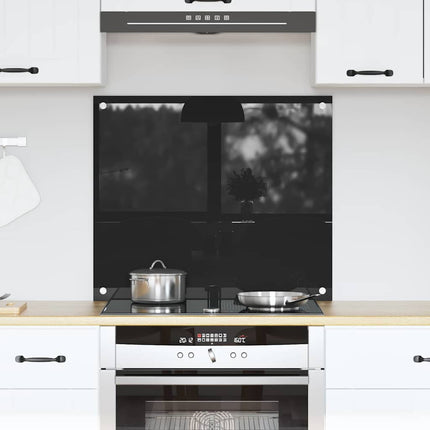 Køkkenbacksplash Sort 70 x 60 cm hærdet glas