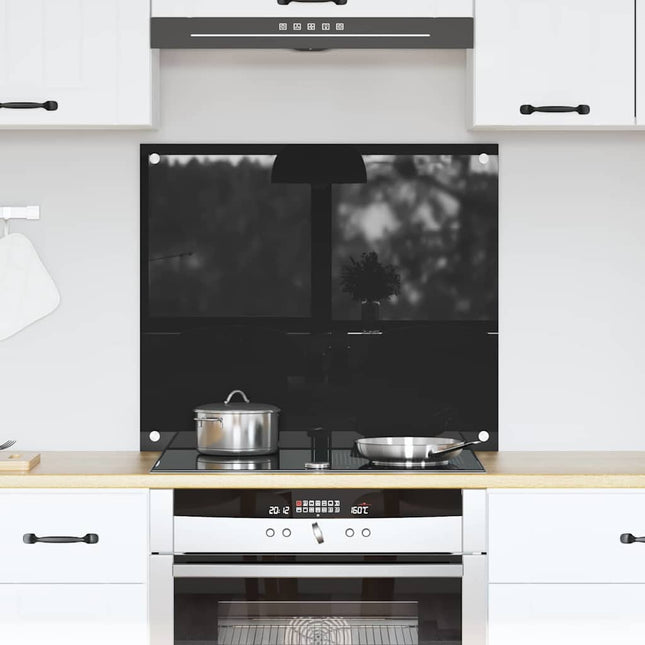 Køkkenbacksplash Sort 70 x 60 cm hærdet glas