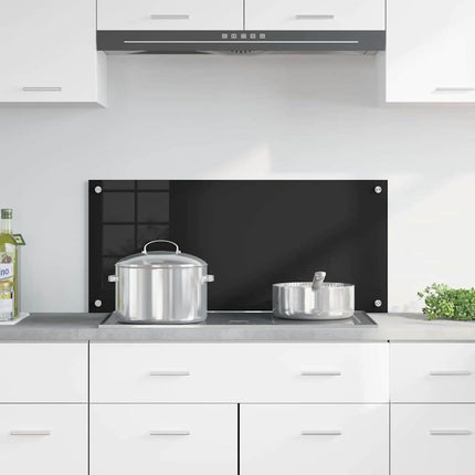Køkkenbacksplash Sort 90 x 40 cm hærdet glas