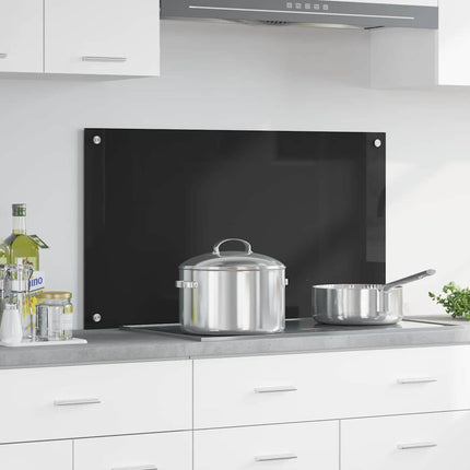 Køkkenbacksplash Sort 90 x 50 cm hærdet glas