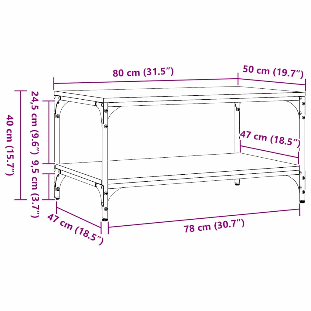 Sofabord Gammelt træ 80 x 50 x 40 cm Konstrueret træ