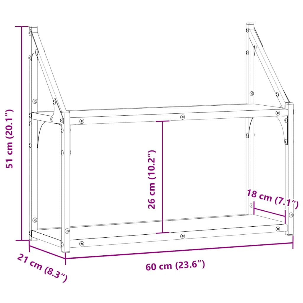 Væghylde med hylde artisan eg 60 x 21 x 51 cm Konstrueret træ