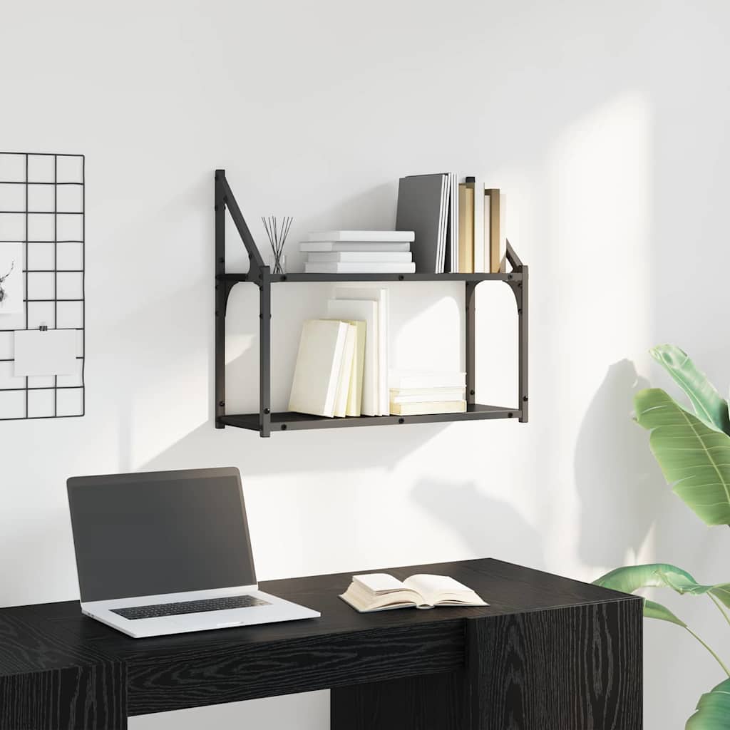 Væghylde med hylde Sort eg 60 x 21 x 51 cm Konstrueret træ