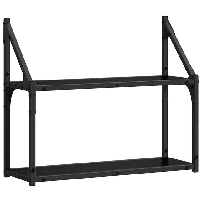 Væghylde med hylde Sort eg 60 x 21 x 51 cm Konstrueret træ