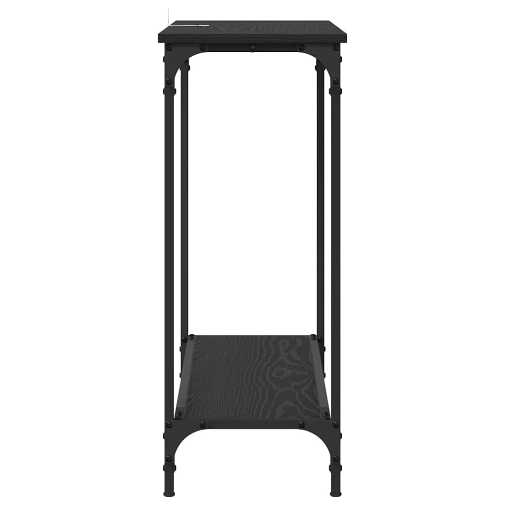 Konsolbord med hylde Sort eg 101 x 30.5 x 75 cm Konstrueret træ