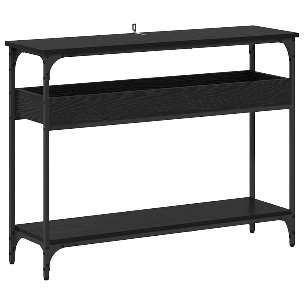 Konsolbord med hylde Sort eg 100 x 29 x 75 cm Konstrueret træ