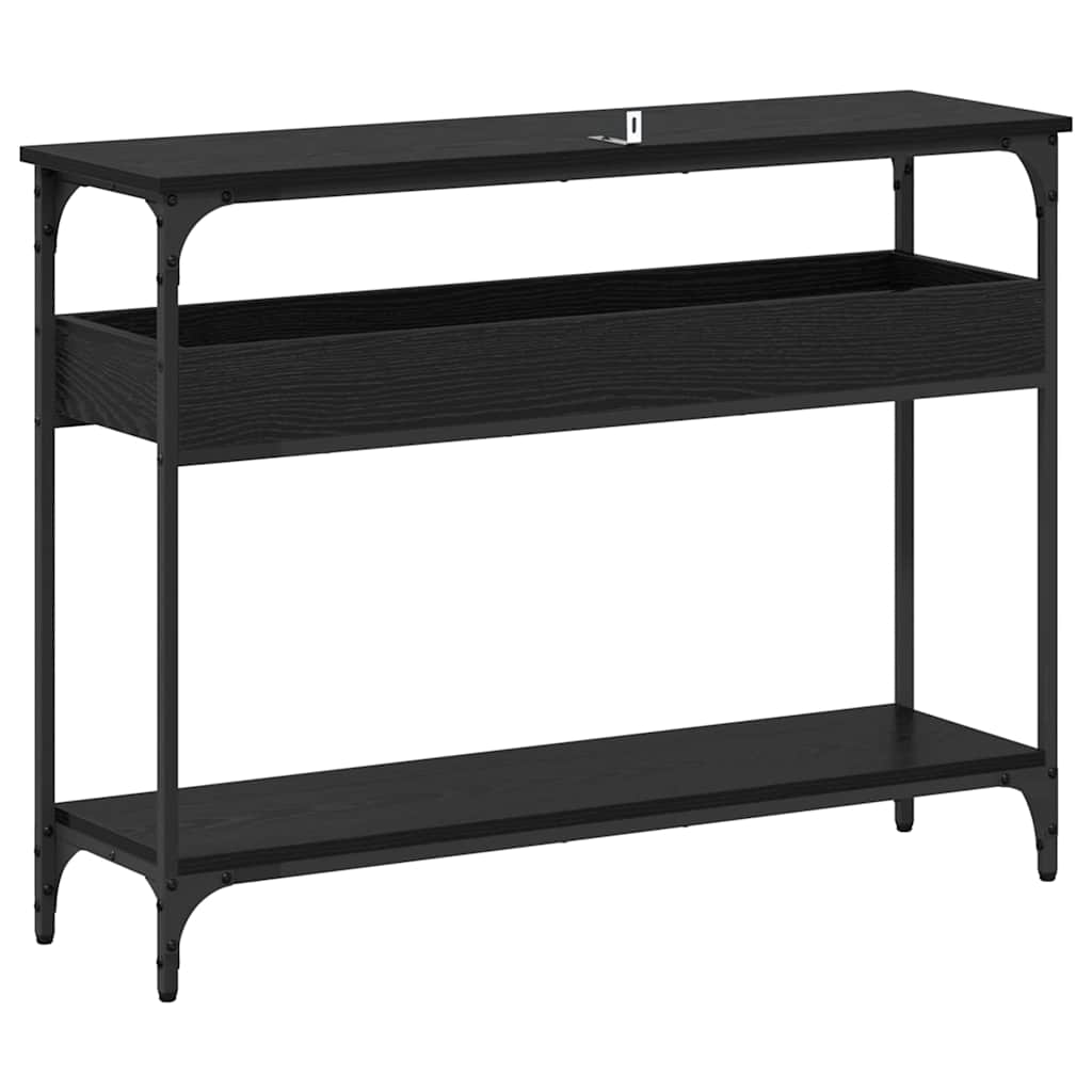 Konsolbord med hylde Sort eg 100 x 29 x 75 cm Konstrueret træ