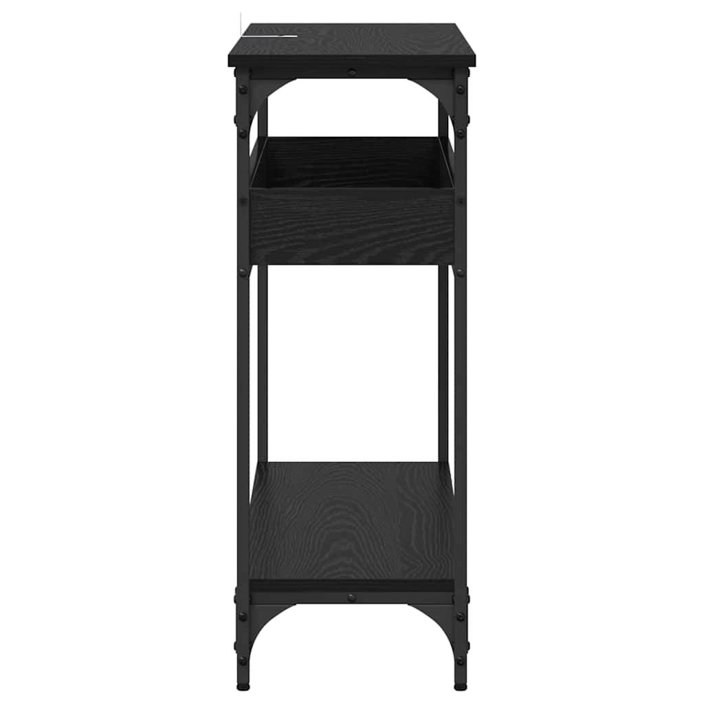 Konsolbord med hylde Sort eg 100 x 29 x 75 cm Konstrueret træ