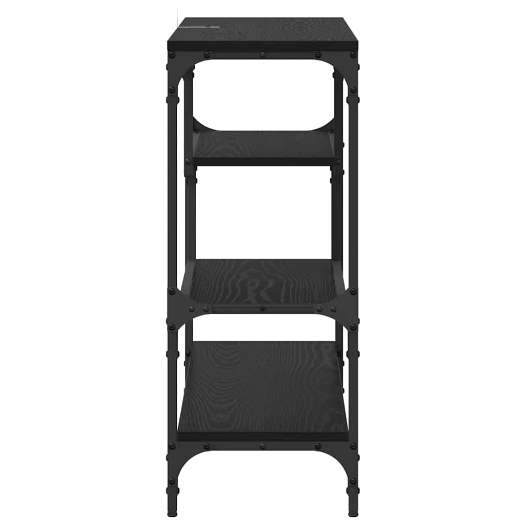 Konsolbord med hylde Sort eg 100 x 30 x 75 cm Konstrueret træ