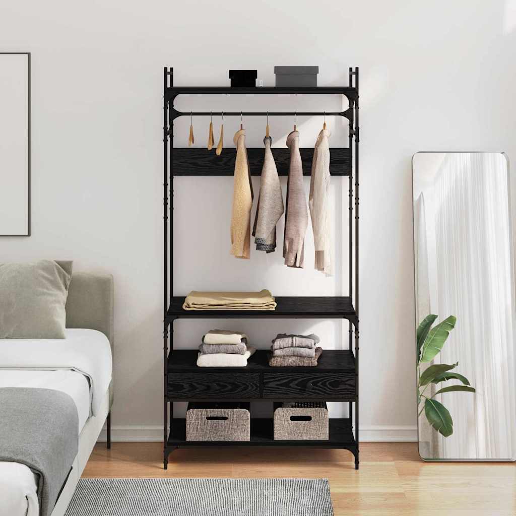 vidaXL Garderobeskab - Sort Eg - 89x39x184.5 cm