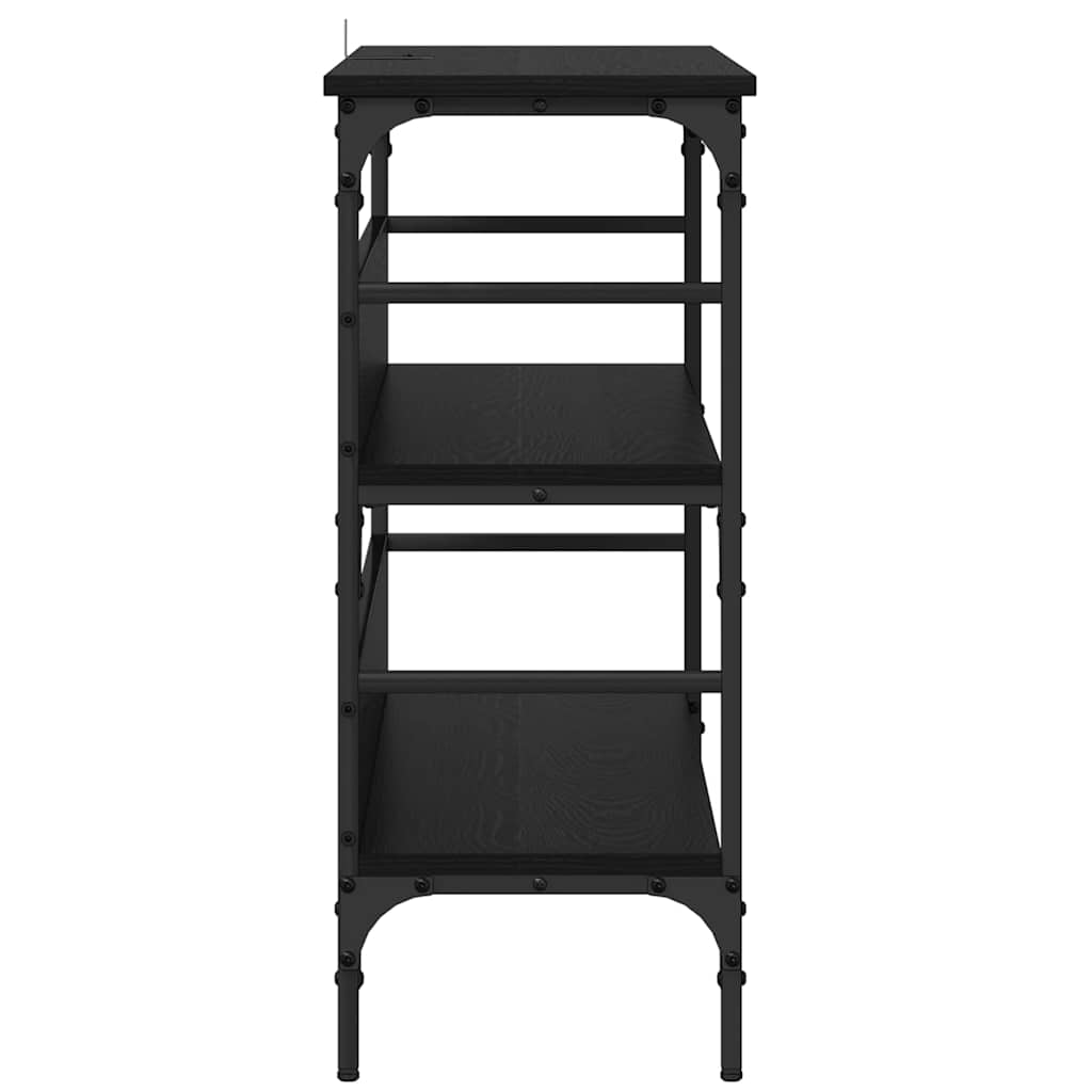 Konsolbord med hylde Sort eg 100 x 32 x 75 cm Konstrueret træ