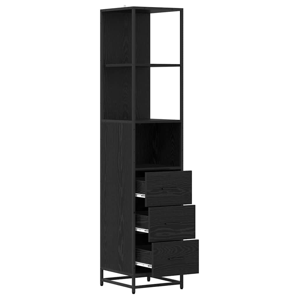 Badeværelsesmøbel sæt med skuffe Sort eg 35 x 37,5 x 166 cm