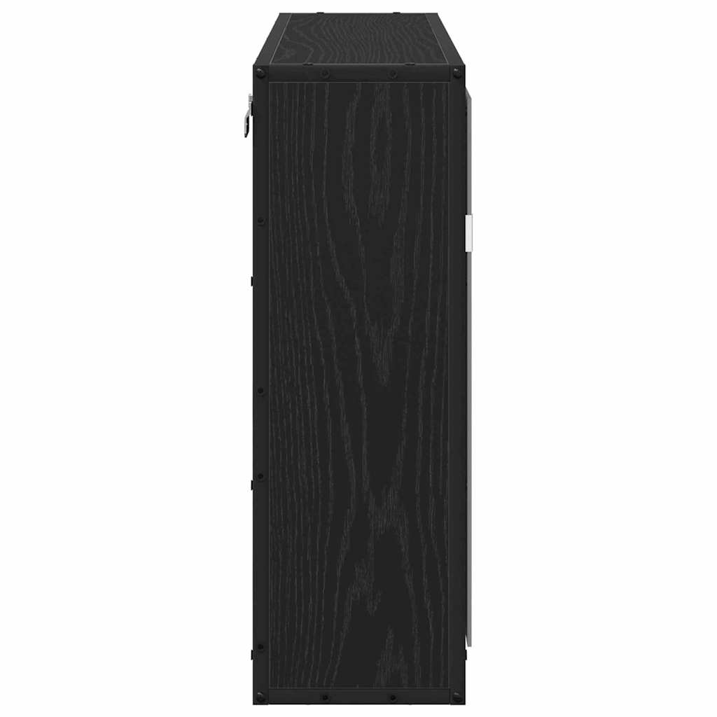 Badeværelsesspejlskab Sort eg 65 x 20 x 60 cm Konstrueret træ