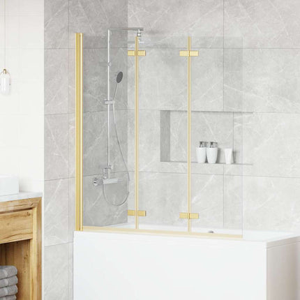 Foldbar Bruseafskærmning Guld 130 x 138 cm