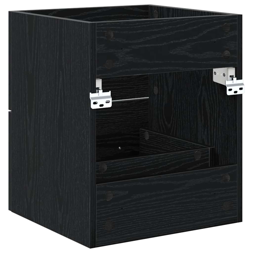 Vaskeskab med skuffe Sort eg 38,5 x 41 x 48 cm Konstrueret træ