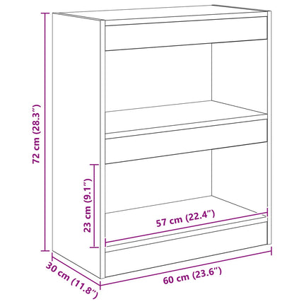 Bogskab 2 niveauer 60 x 30 x 72 cm Konstrueret træ Gammelt træ