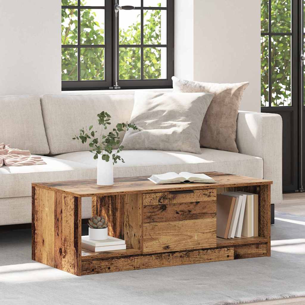 Sofabord med skuffe Gammelt træ 102 x 50 x 36cm Konstrueret træ