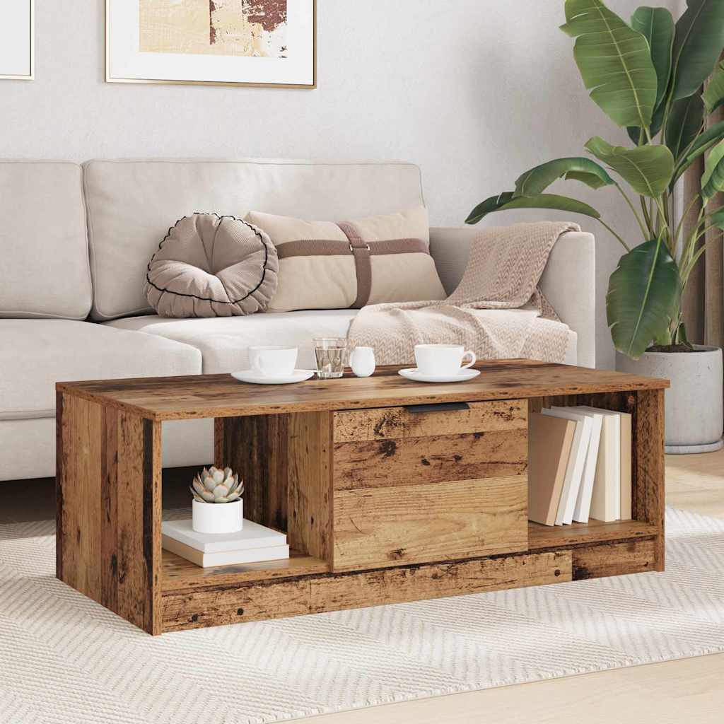 Sofabord med skuffe Gammelt træ 102 x 50 x 36cm Konstrueret træ