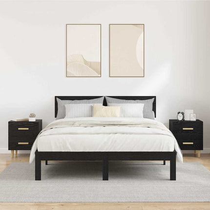 Sengeskab 2 pcs Sort eg 40 x 35 x 47,5 cm Konstrueret træ