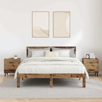 Sengeskab 2 stk. Gammelt træ 40 x 35 x 47,5 cm Konstrueret træ