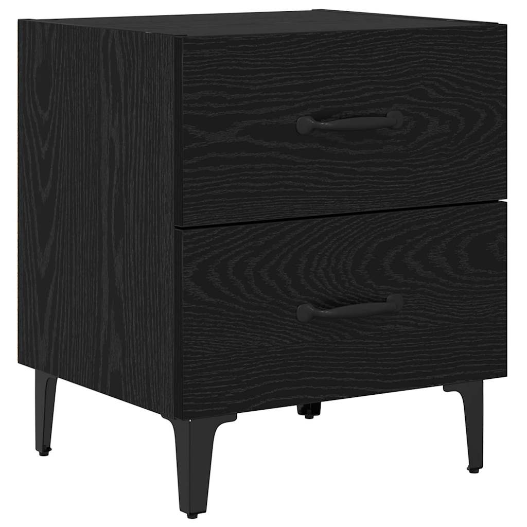 Sengeskab med skuffe Sort eg 40 x 35 x 47,5 cm Konstrueret træ