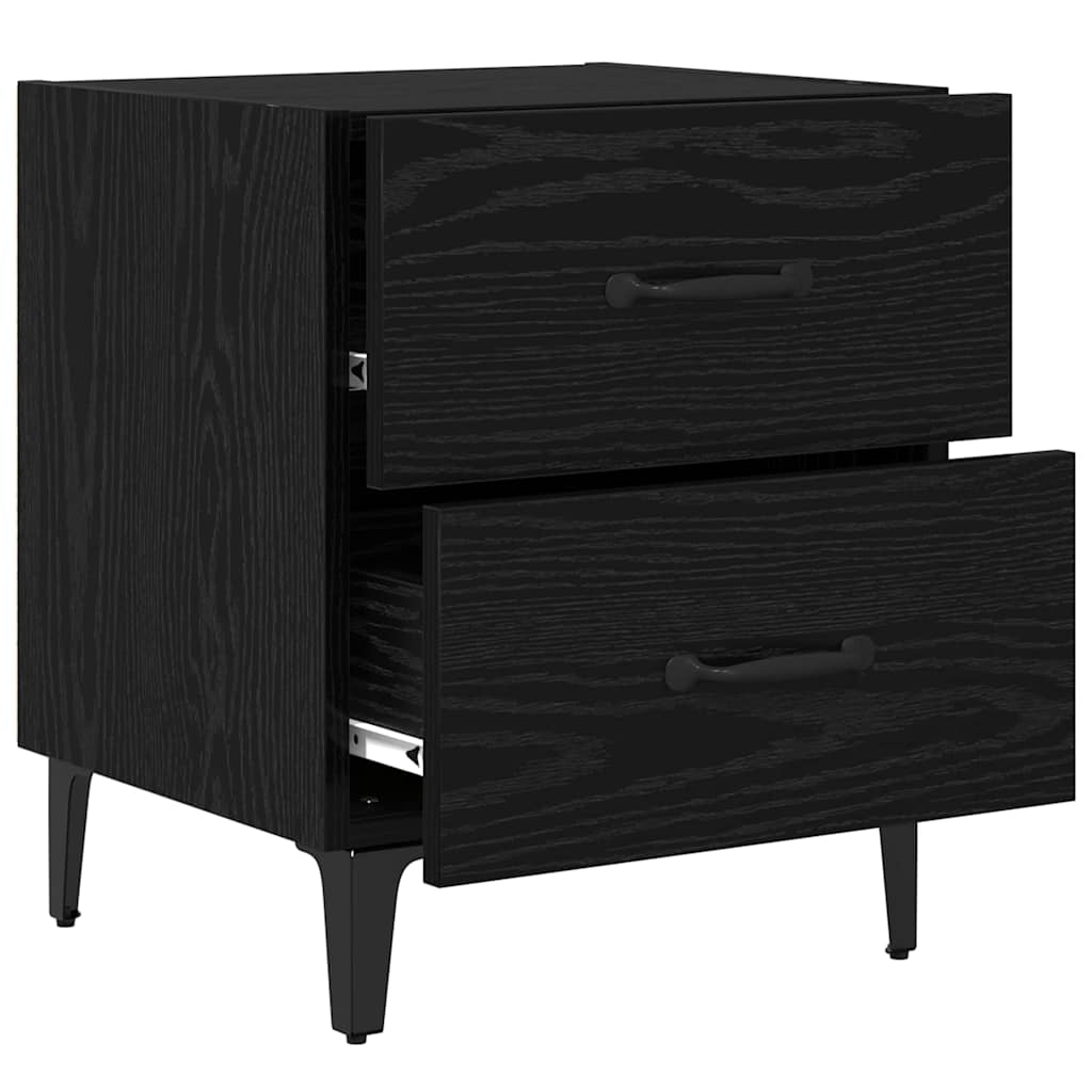Sengeskab med skuffe Sort eg 40 x 35 x 47,5 cm Konstrueret træ