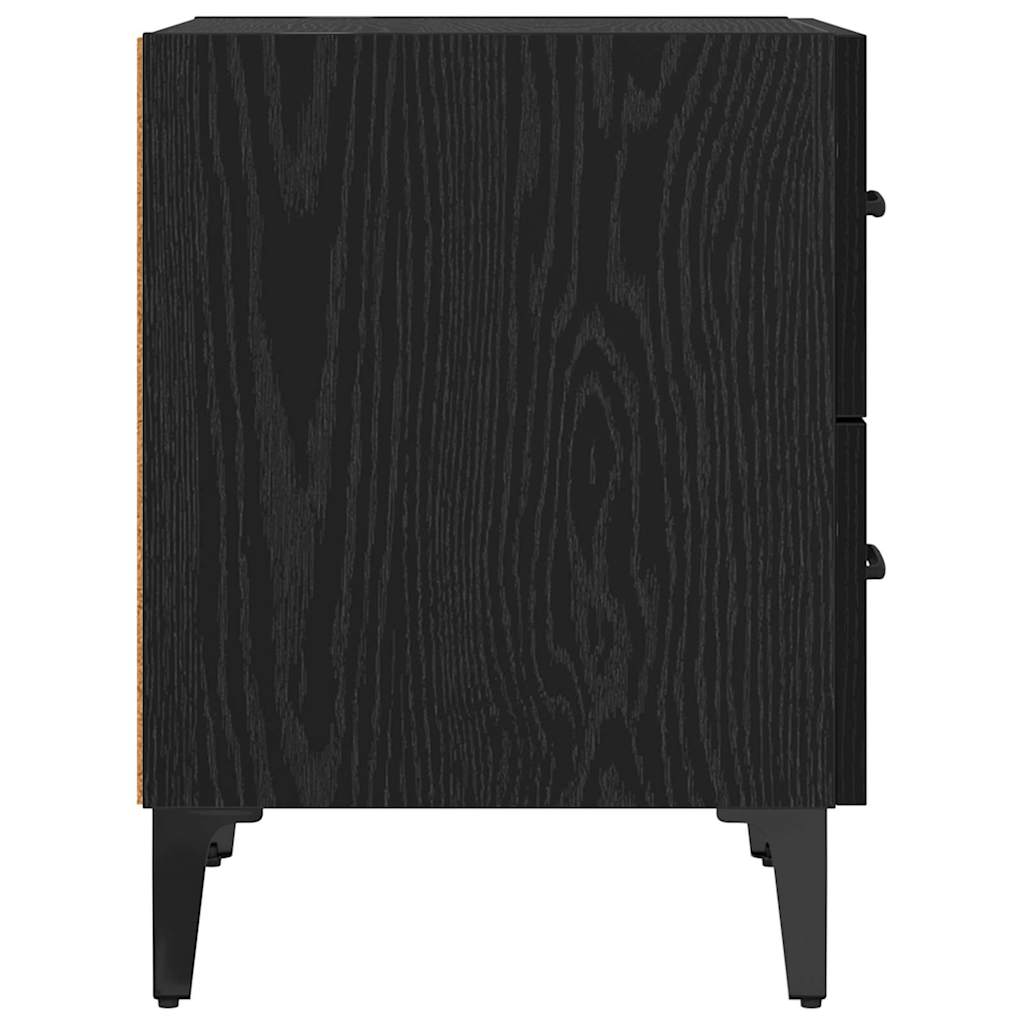 Sengeskab med skuffe Sort eg 40 x 35 x 47,5 cm Konstrueret træ