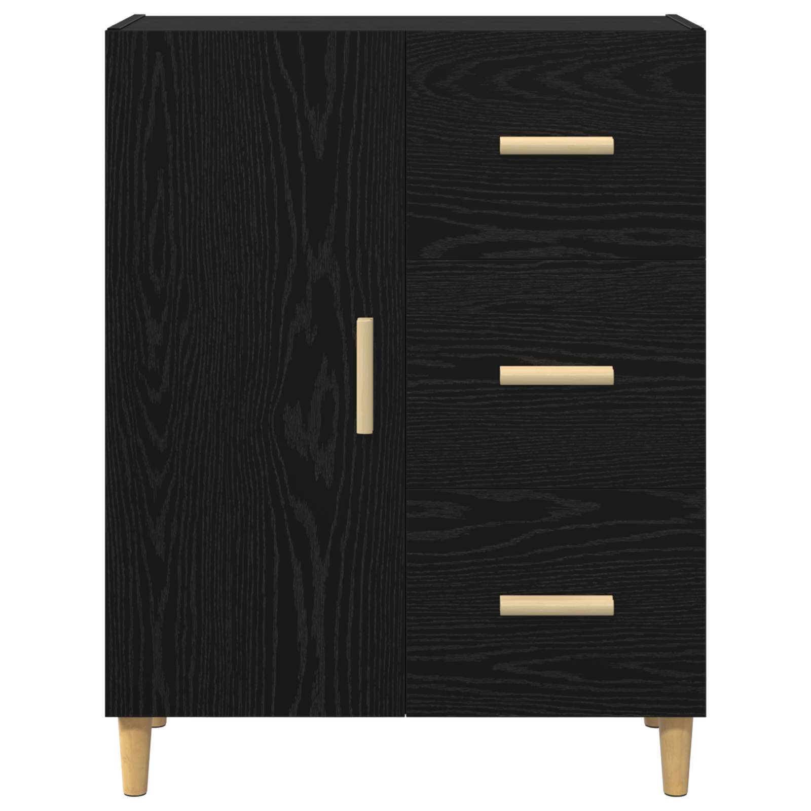 Sideboard med skuffe Sort eg 34 x 69,5 x 90 cm Konstrueret træ