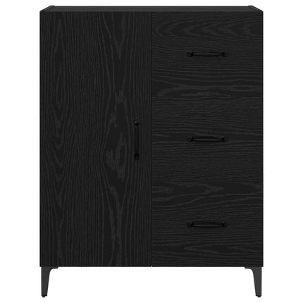 Sideboard med skuffe Sort eg 69,5 x 34 x 90 cm Konstrueret træ