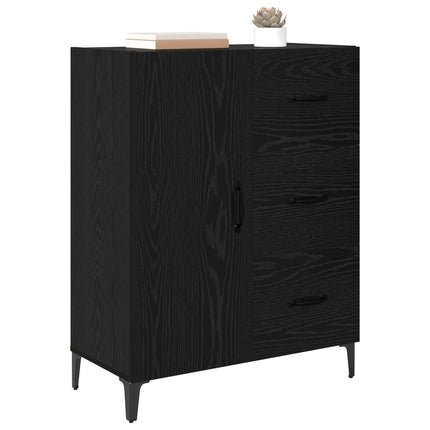 Sideboard med skuffe Sort eg 69,5 x 34 x 90 cm Konstrueret træ
