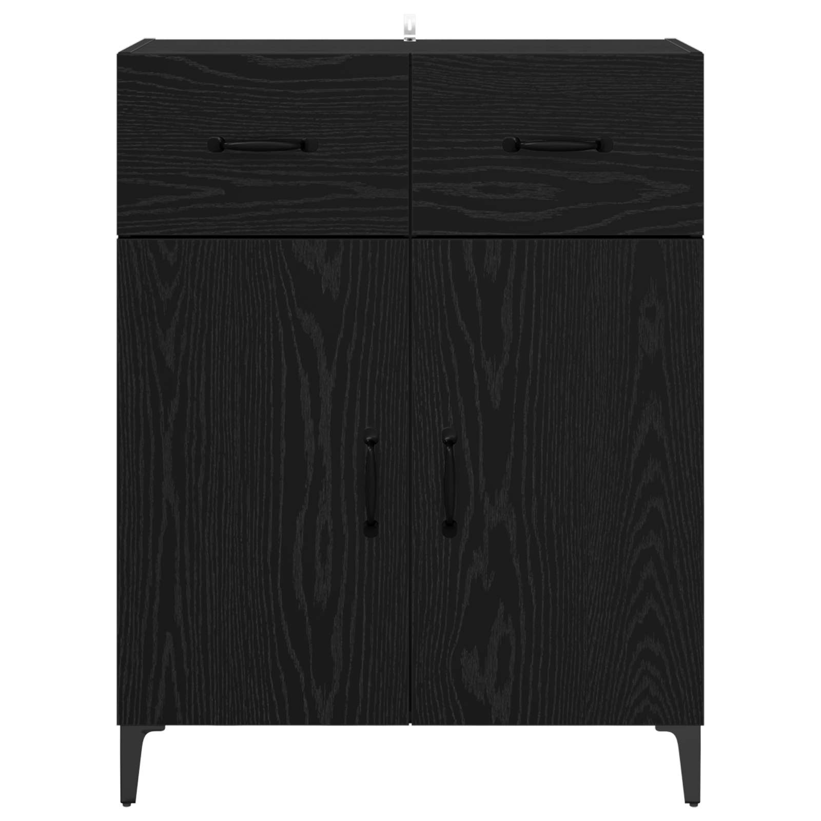 Sideboard med skuffe Sort eg 69,5 x 34 x 90 cm Konstrueret træ