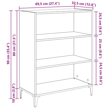 Sideboard Sort eg 69,5 x 32,5 x 90 cm Konstrueret træ