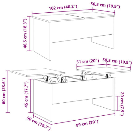 Sofabord Artisan Egetræ 102 x 50,5 x 46,5 cm Konstrueret træ