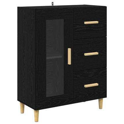 Sideboard med skuffe Sort eg 69,5 x 34 x 90 cm Konstrueret træ