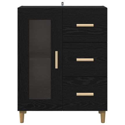 Sideboard med skuffe Sort eg 69,5 x 34 x 90 cm Konstrueret træ