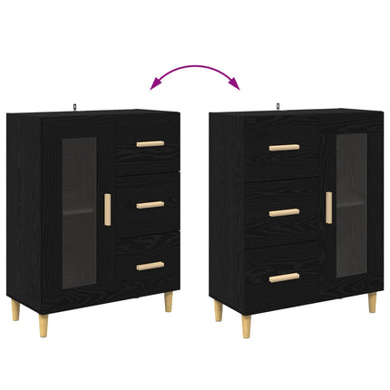Sideboard med skuffe Sort eg 69,5 x 34 x 90 cm Konstrueret træ
