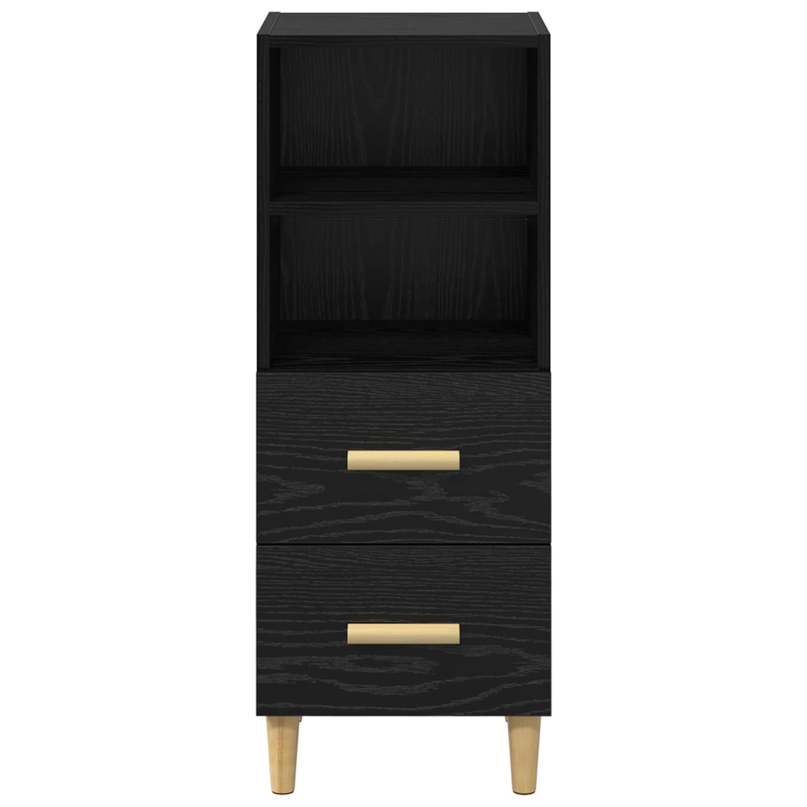 Sideboard med skuffe Sort eg 34 x 34.5 x 90 cm Konstrueret træ
