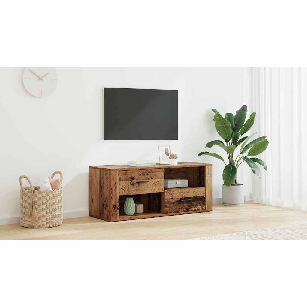 TV-skab med skuffe Gammelt træ 100 x 35 x 40 cm Konstrueret træ