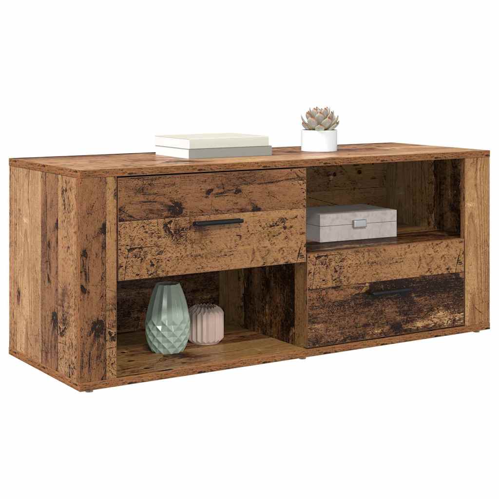 TV-skab med skuffe Gammelt træ 100 x 35 x 40 cm Konstrueret træ
