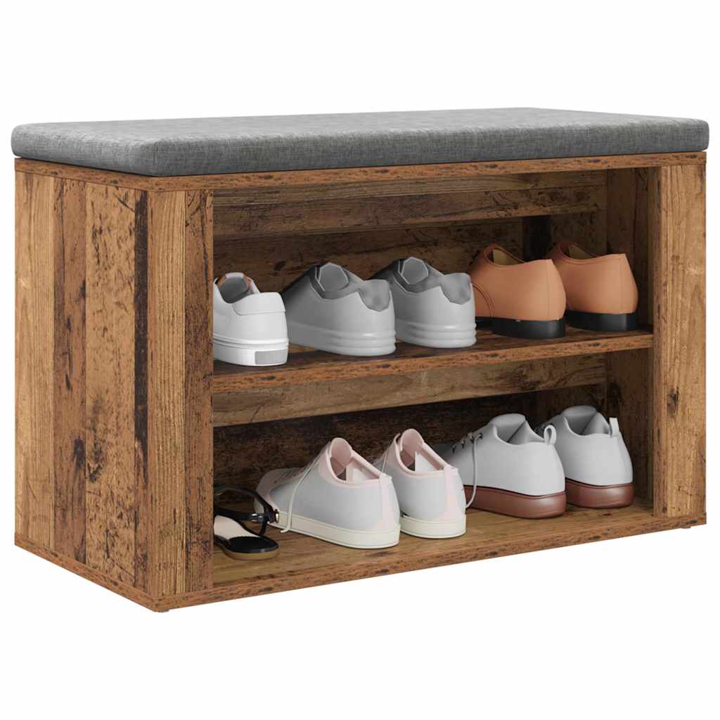 Skostativ med hylde Gammelt træ 75 x 35 x 45 cm Konstrueret træ