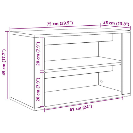 Skostativ 75 x 35 x 45 cm Konstrueret træ artisan eg