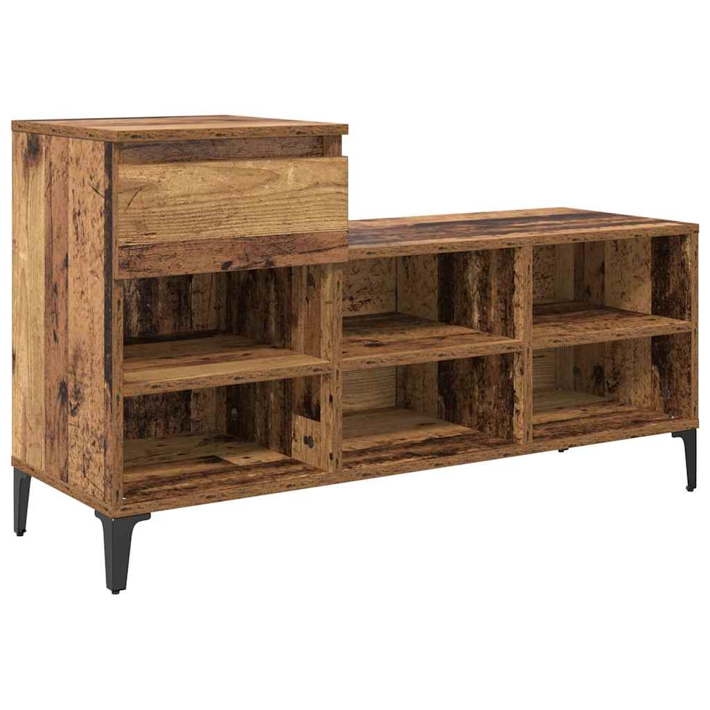 Sko skab med hylde Gammelt træ 102 x 36 x 60 cm Konstrueret træ