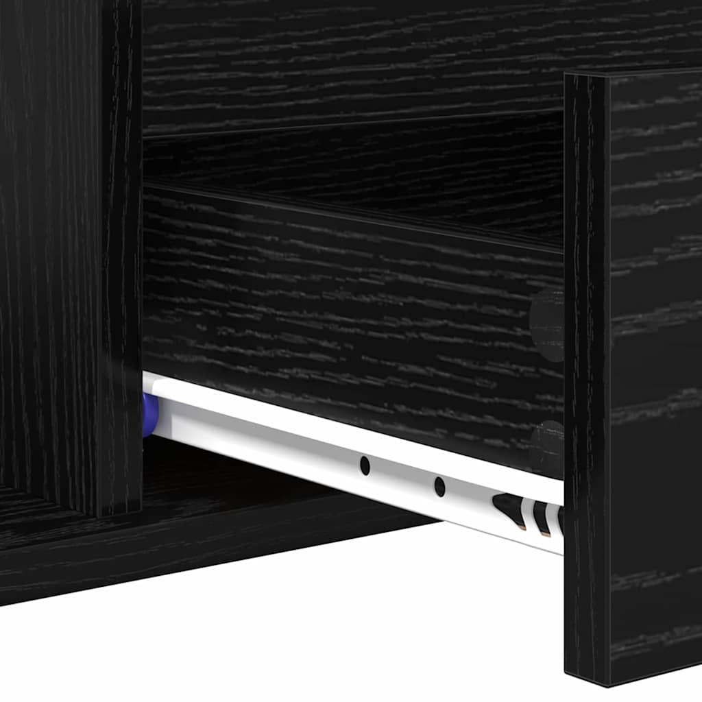 Sofabord med skuffe Sort eg 90 x 49 x 45 cm Konstrueret træ