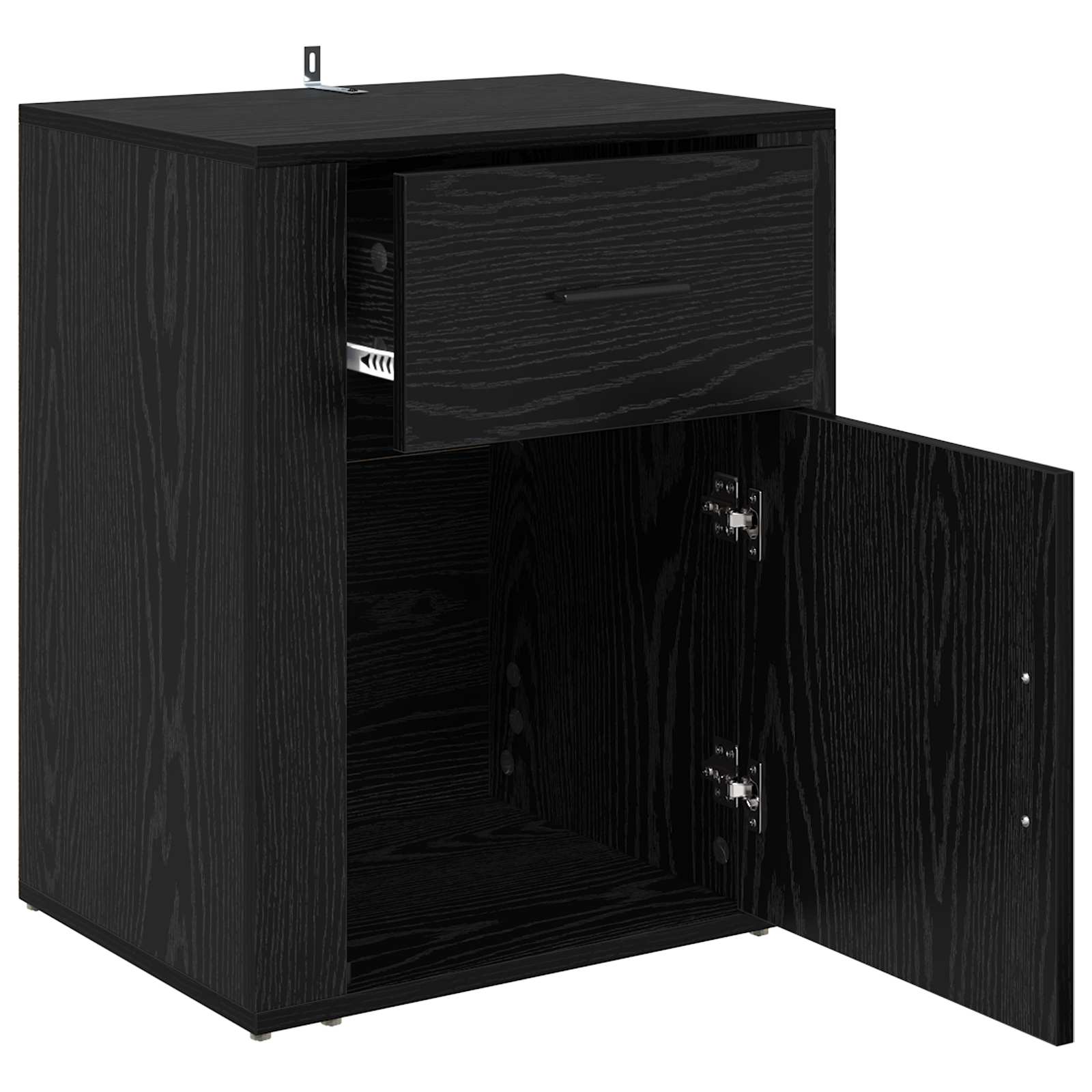 Natskab med skuffe Sort eg 35 x 50 x 60 cm Konstrueret træ
