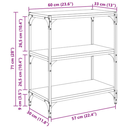 Bogskab 3 niveauer 60 x 33 x 70,5 cm Ingeniørt træ og jern