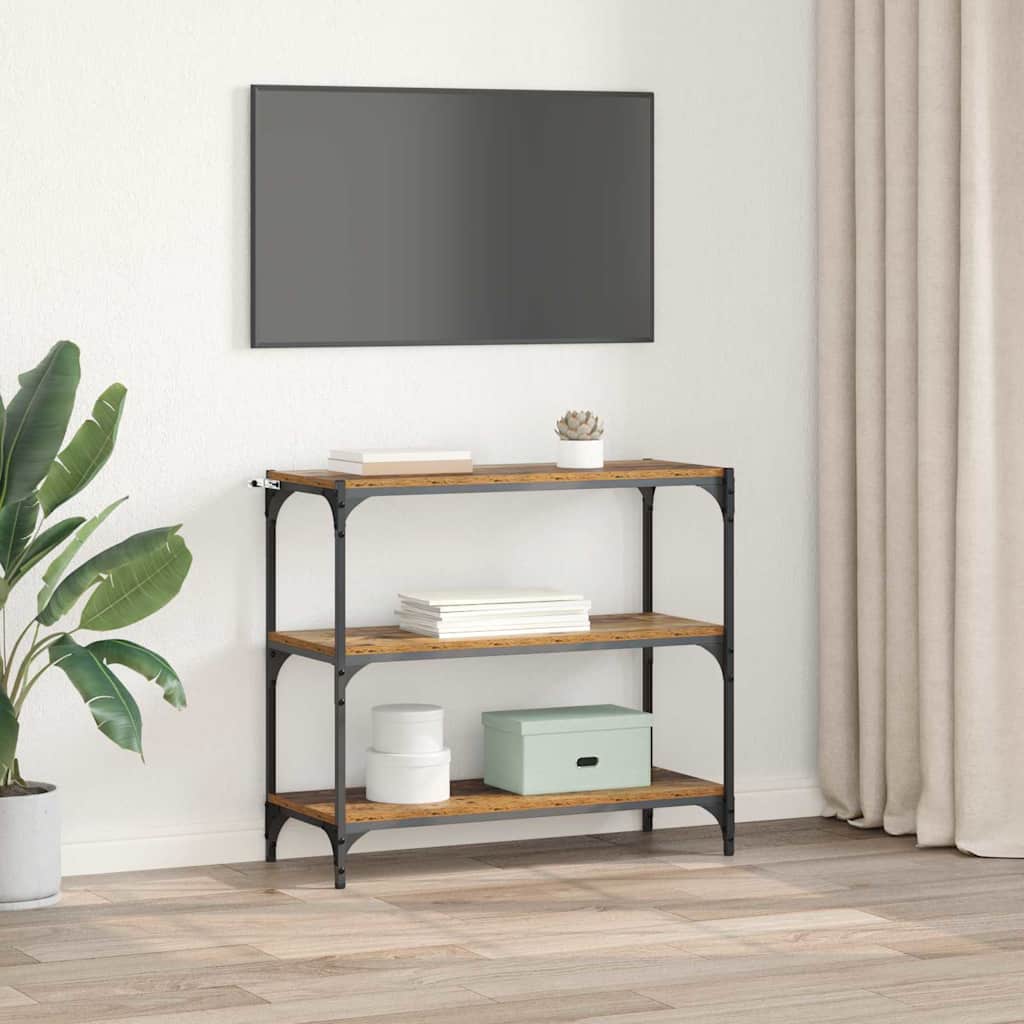 Bogskab Gammelt træ 80 x 33 x 70,5 cm Ingeniørt træ og jern